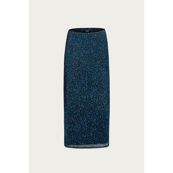 NEW AFRM felix mesh midi skirt in blue daisy ditsy - Picture 1 of 1
